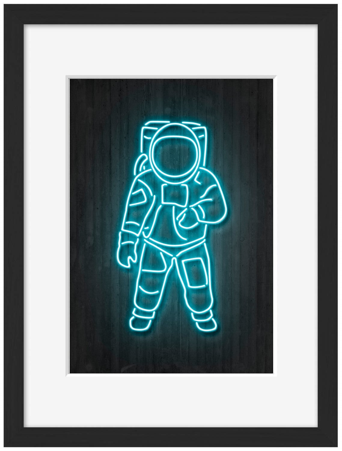 Astronaut-neon-art, print-Framed Print-30 x 40 cm-BLUE SHAKER