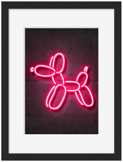 Balloon Dog-neon-art, print-Framed Print-30 x 40 cm-BLUE SHAKER