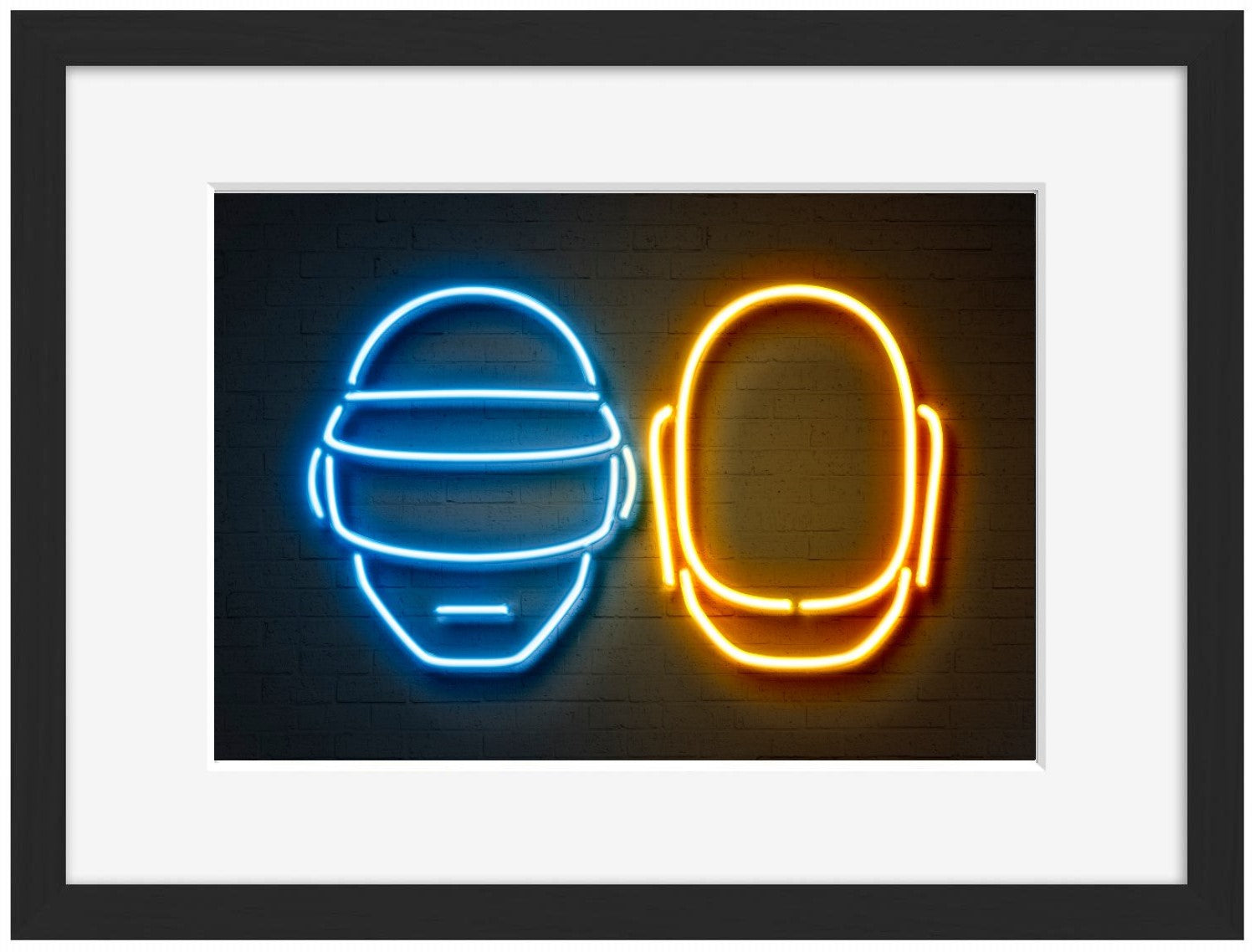 Daft Punk-alt, neon-art, print-Framed Print-30 x 40 cm-BLUE SHAKER