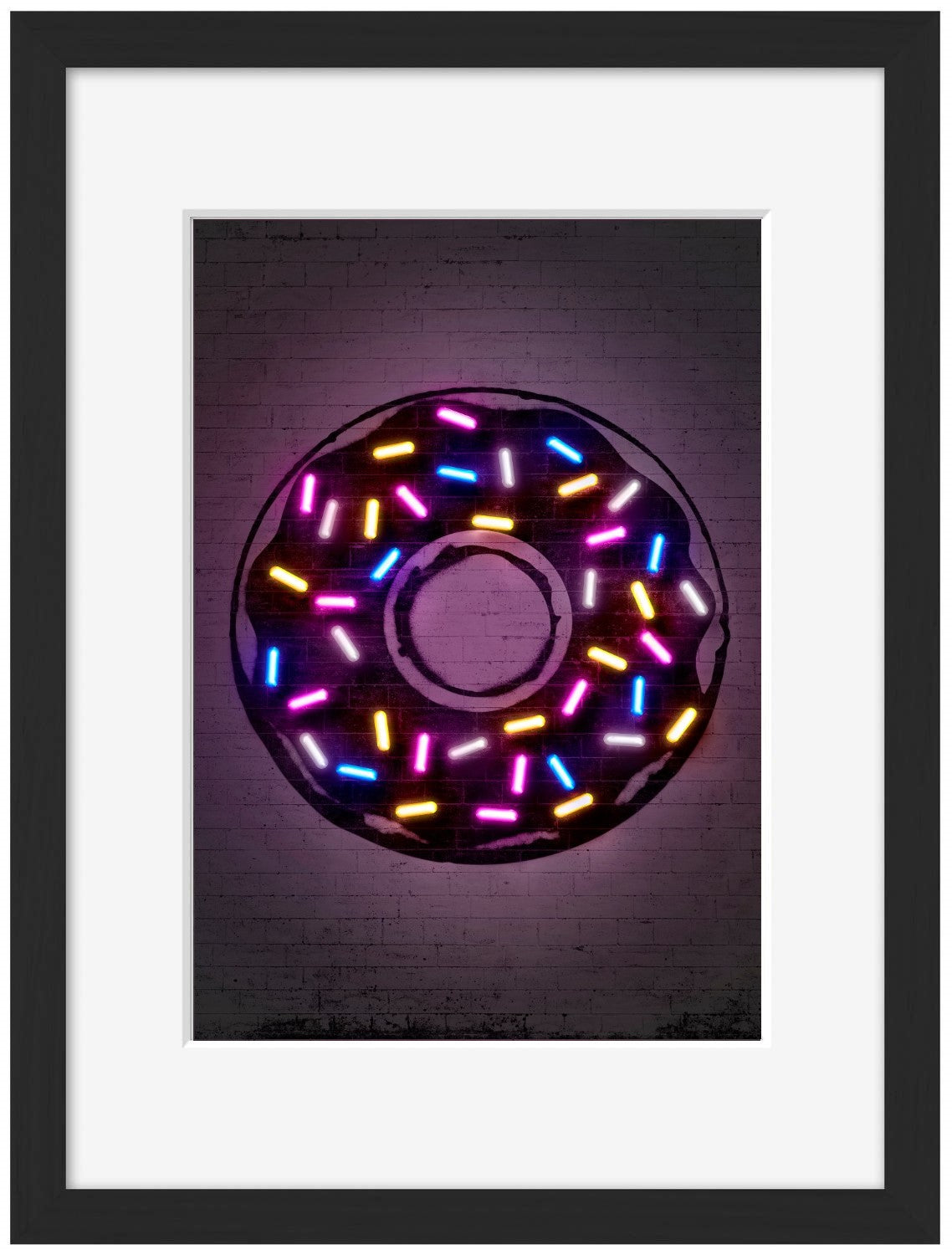 Donut-alt, neon-art, print-Framed Print-30 x 40 cm-BLUE SHAKER