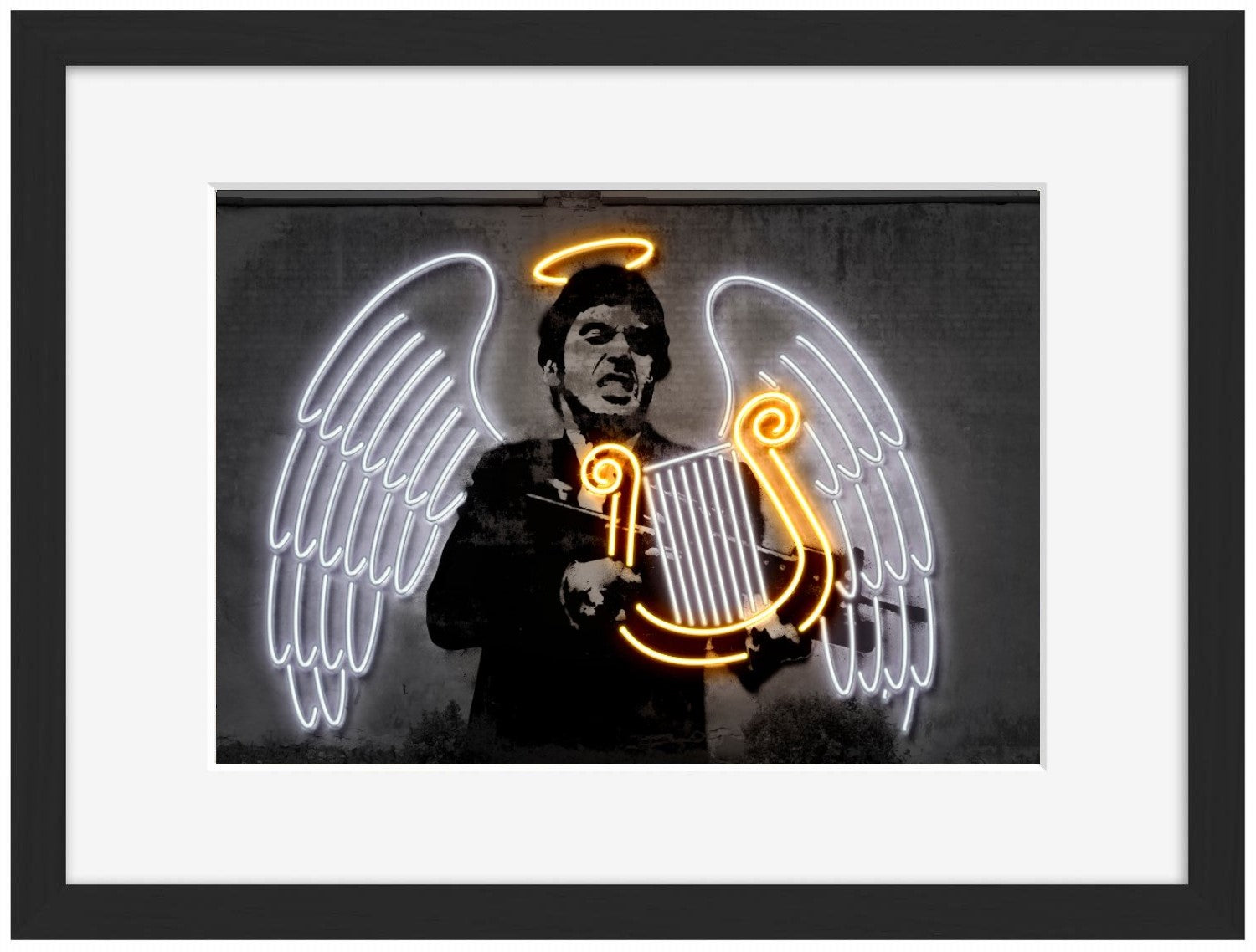 Fallen Angel-neon-art, print-Framed Print-30 x 40 cm-BLUE SHAKER
