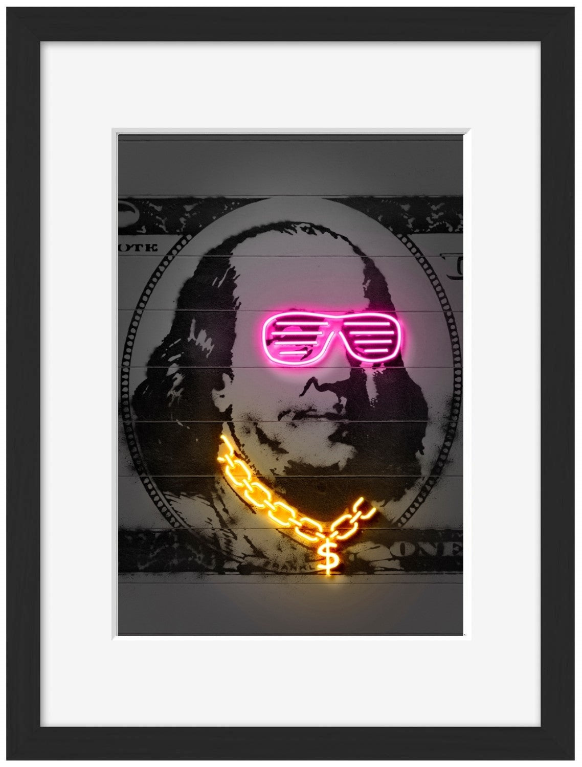 Franklin-neon-art, print-Framed Print-30 x 40 cm-BLUE SHAKER
