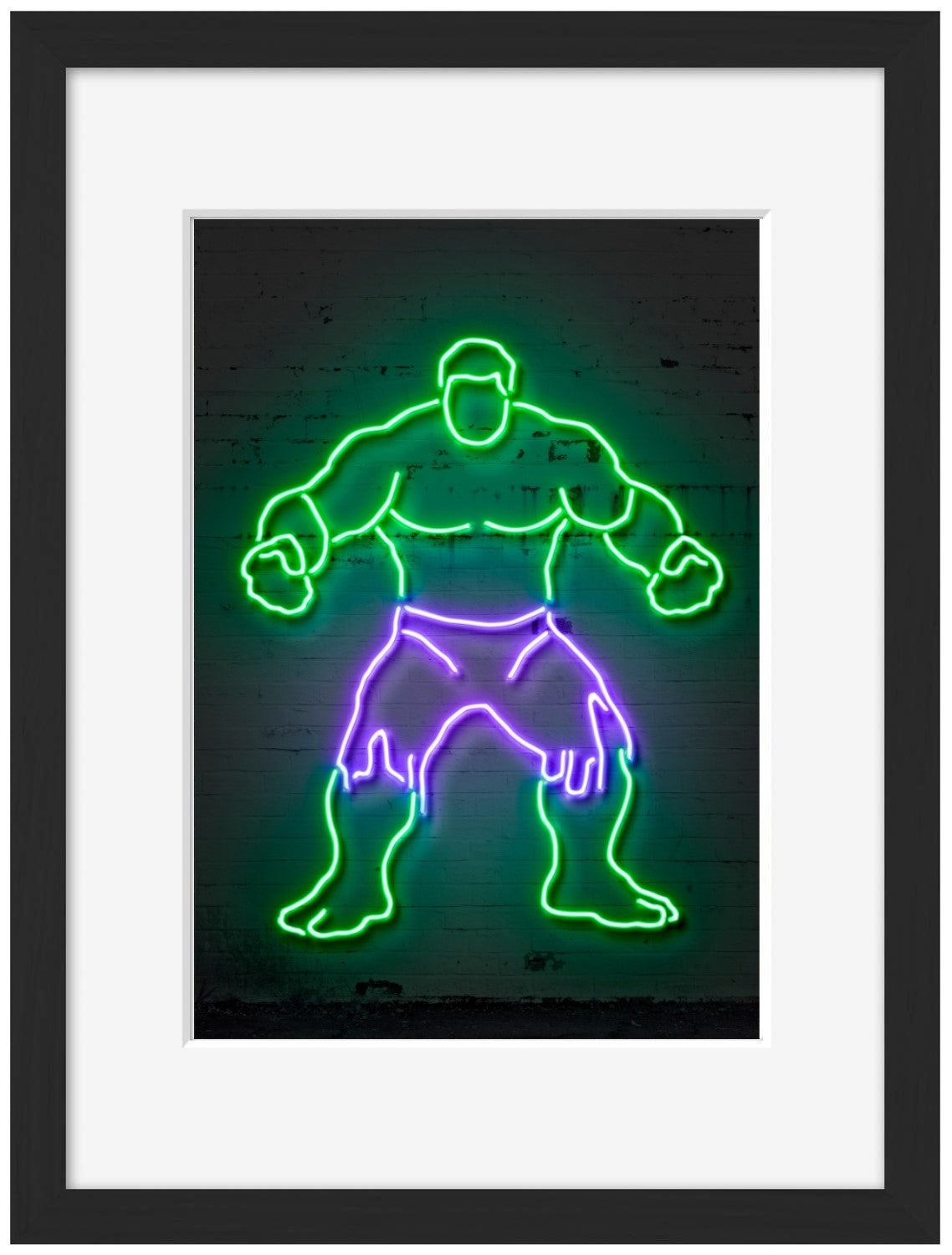 Hulk-neon-art, print-Framed Print-30 x 40 cm-BLUE SHAKER