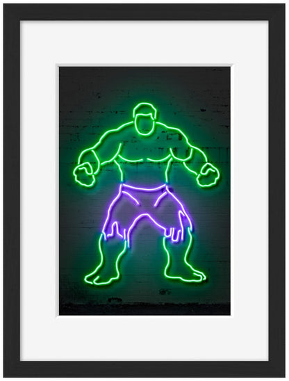 Hulk-neon-art, print-Framed Print-30 x 40 cm-BLUE SHAKER
