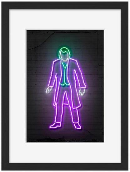 Joker-alt, neon-art, print-Framed Print-30 x 40 cm-BLUE SHAKER
