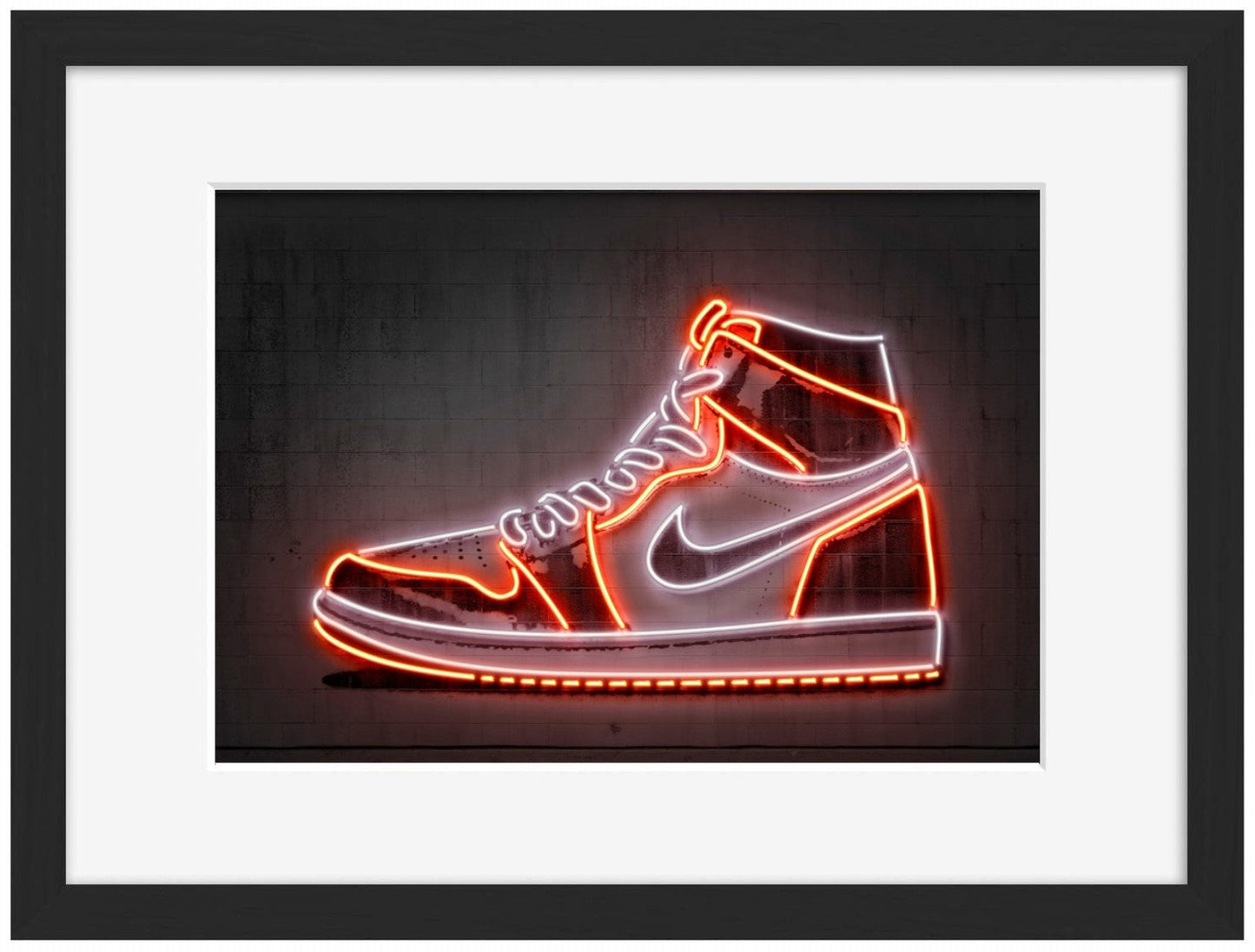 Jordan Sneaker-alt, neon-art, print-Framed Print-30 x 40 cm-BLUE SHAKER