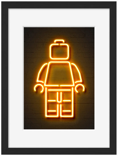 Lego-alt, neon-art, print-Framed Print-30 x 40 cm-BLUE SHAKER