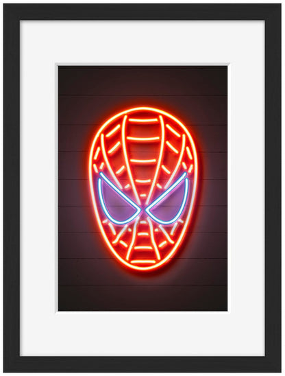 Spiderman-neon-art, print-Framed Print-30 x 40 cm-BLUE SHAKER
