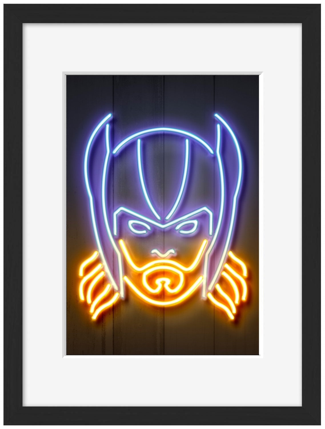 Thor-neon-art, print-Framed Print-30 x 40 cm-BLUE SHAKER