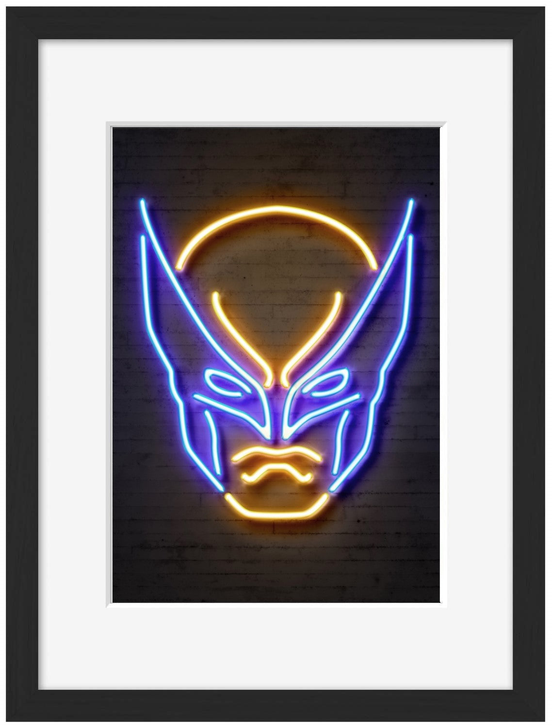 Wolverine-neon-art, print-Framed Print-30 x 40 cm-BLUE SHAKER
