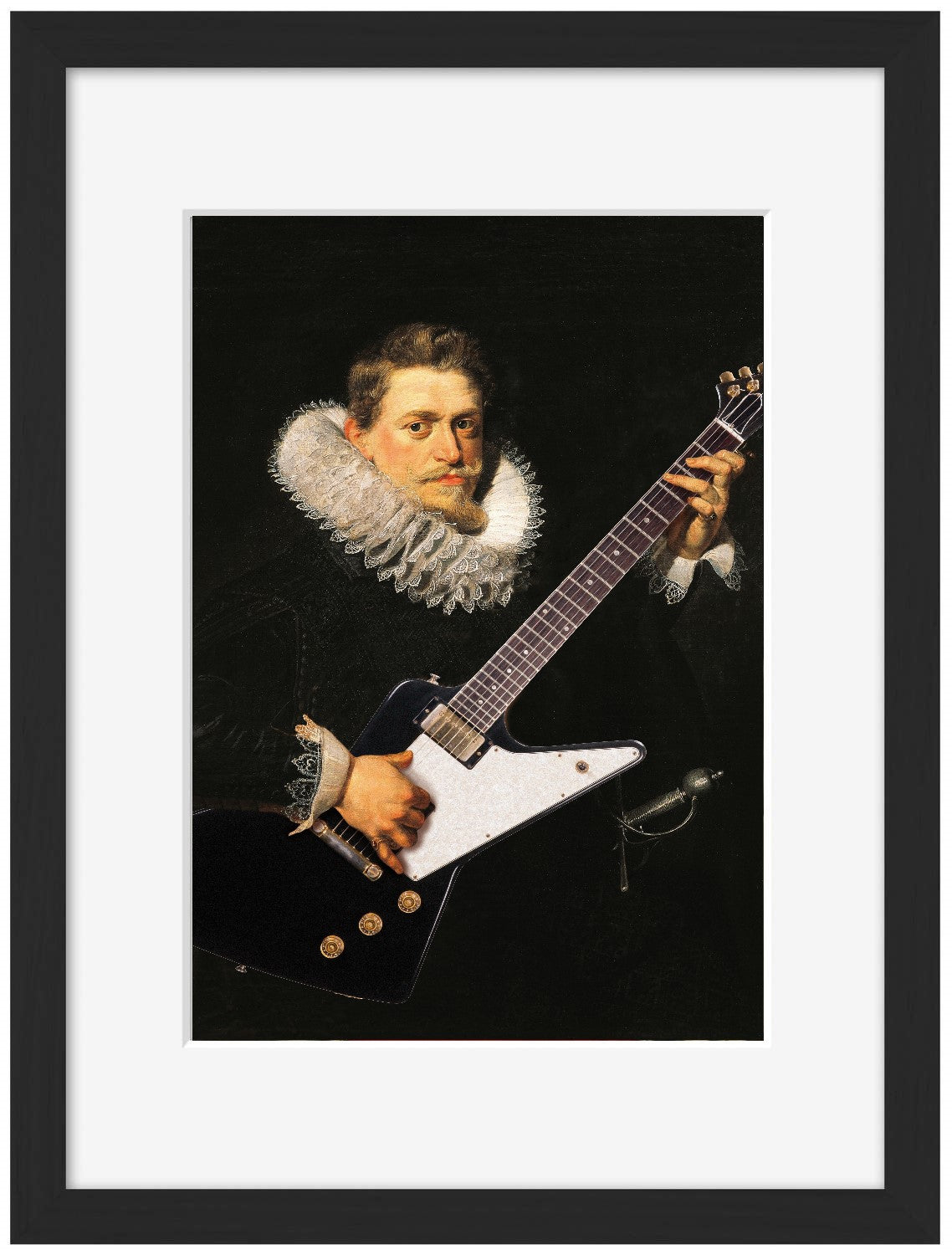Guitare 3-historical, print-Framed Print-30 x 40 cm-BLUE SHAKER