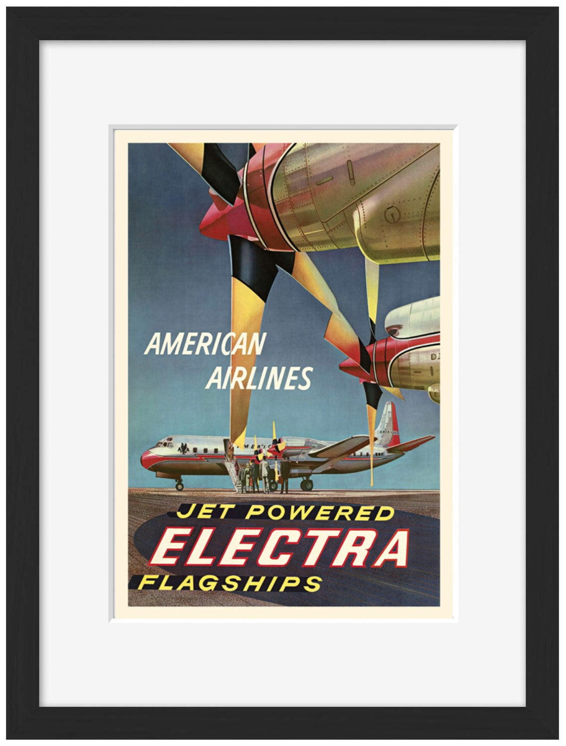 American Airlines-airlines, print-Framed Print-30 x 40 cm-BLUE SHAKER