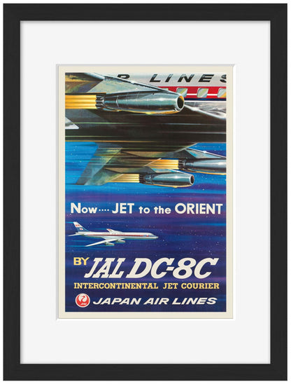 Japan Airlines-airlines, print-Framed Print-30 x 40 cm-BLUE SHAKER