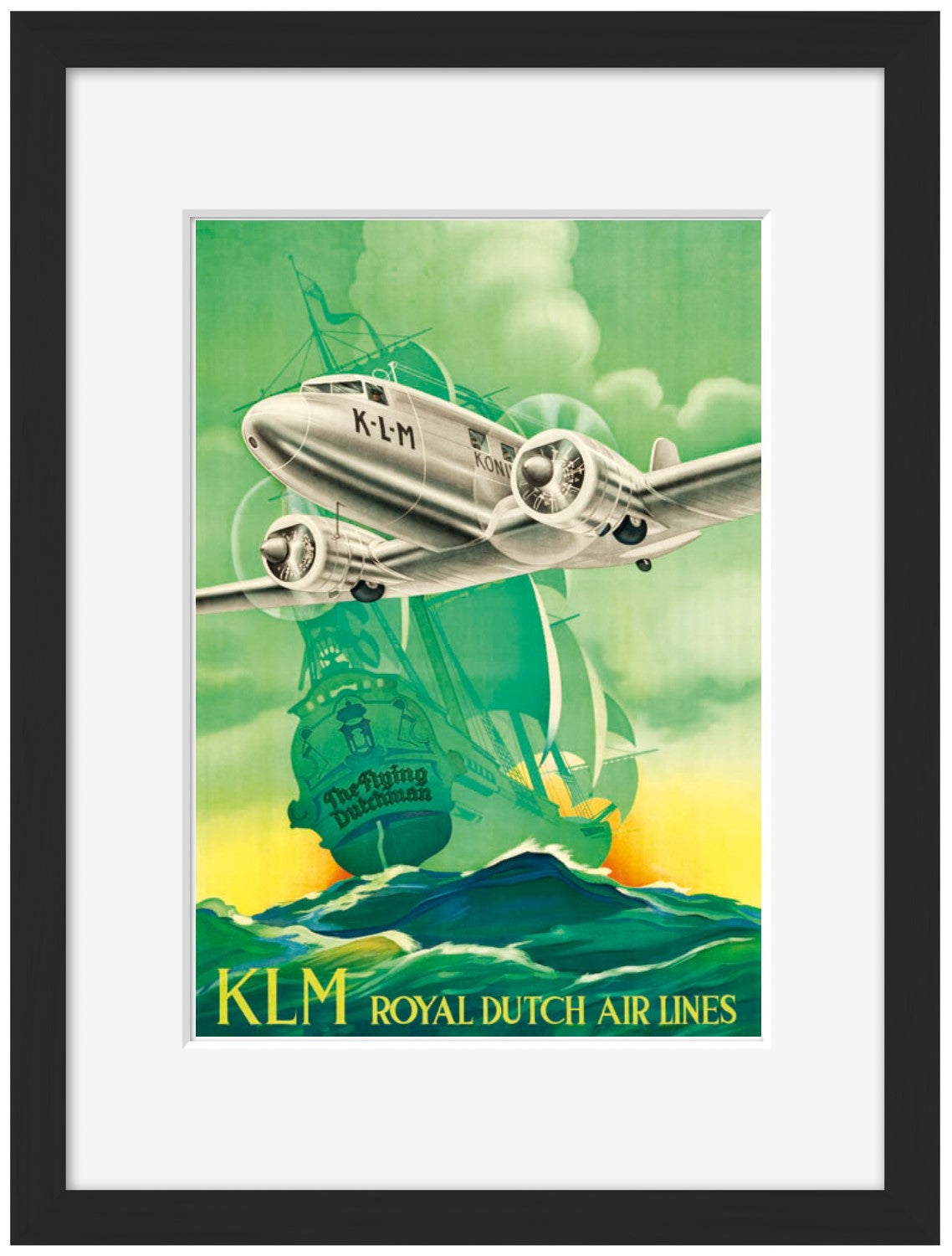 KLM Royal Dutch Air Lines-airlines, print-Framed Print-30 x 40 cm-BLUE SHAKER