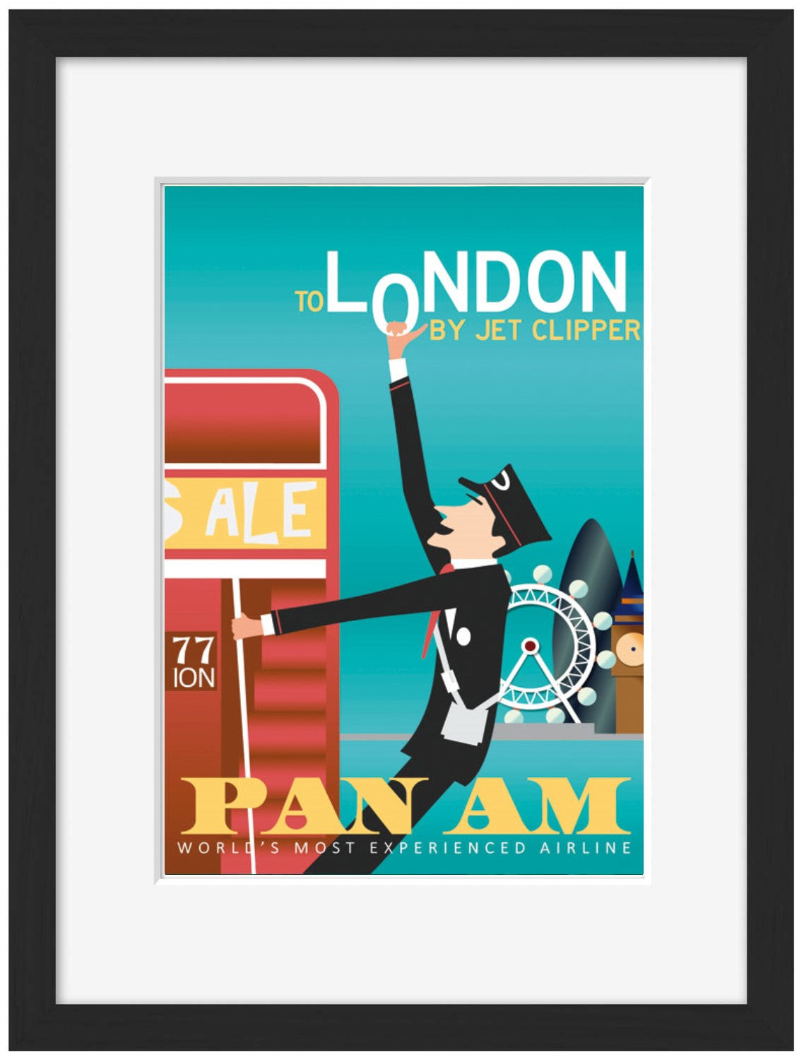 London PAN AM-airlines, print-Framed Print-30 x 40 cm-BLUE SHAKER