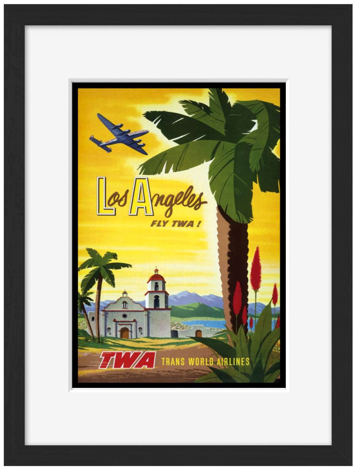 Los Angeles TWA-airlines, print-Framed Print-30 x 40 cm-BLUE SHAKER