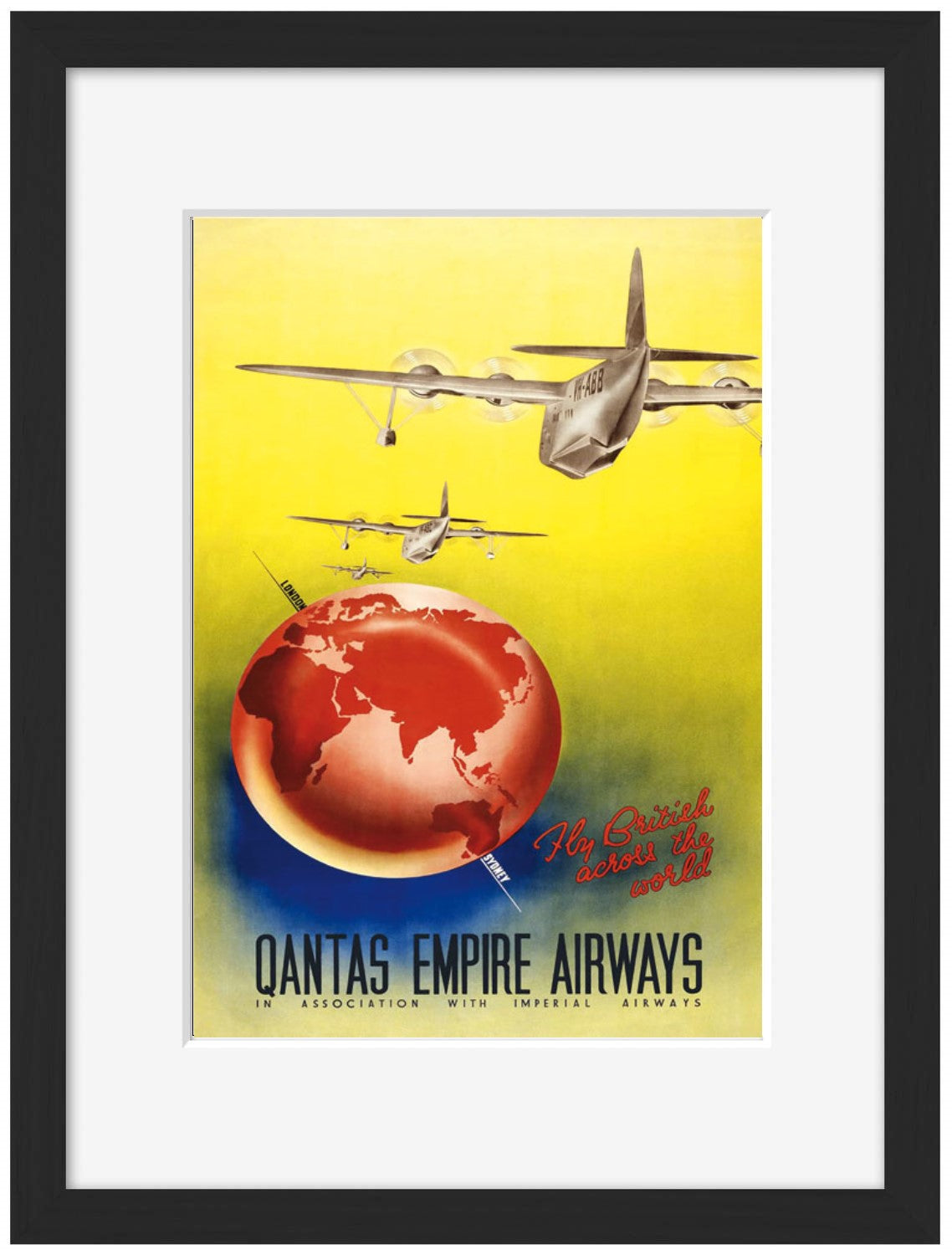 Qantas Empire Airways-airlines, print-Framed Print-30 x 40 cm-BLUE SHAKER