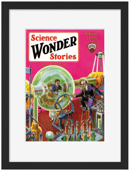 Science Wonder Stories-comics, print-Framed Print-30 x 40 cm-BLUE SHAKER