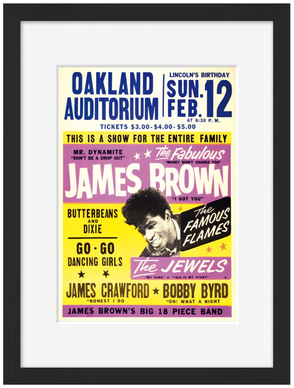 James Brown Oakland Auditorium-concerts, print-Framed Print-30 x 40 cm-BLUE SHAKER