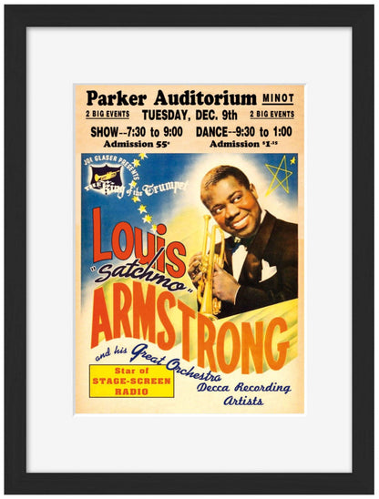 Louis Armstrong Parker Auditorium-concerts, print-Framed Print-30 x 40 cm-BLUE SHAKER