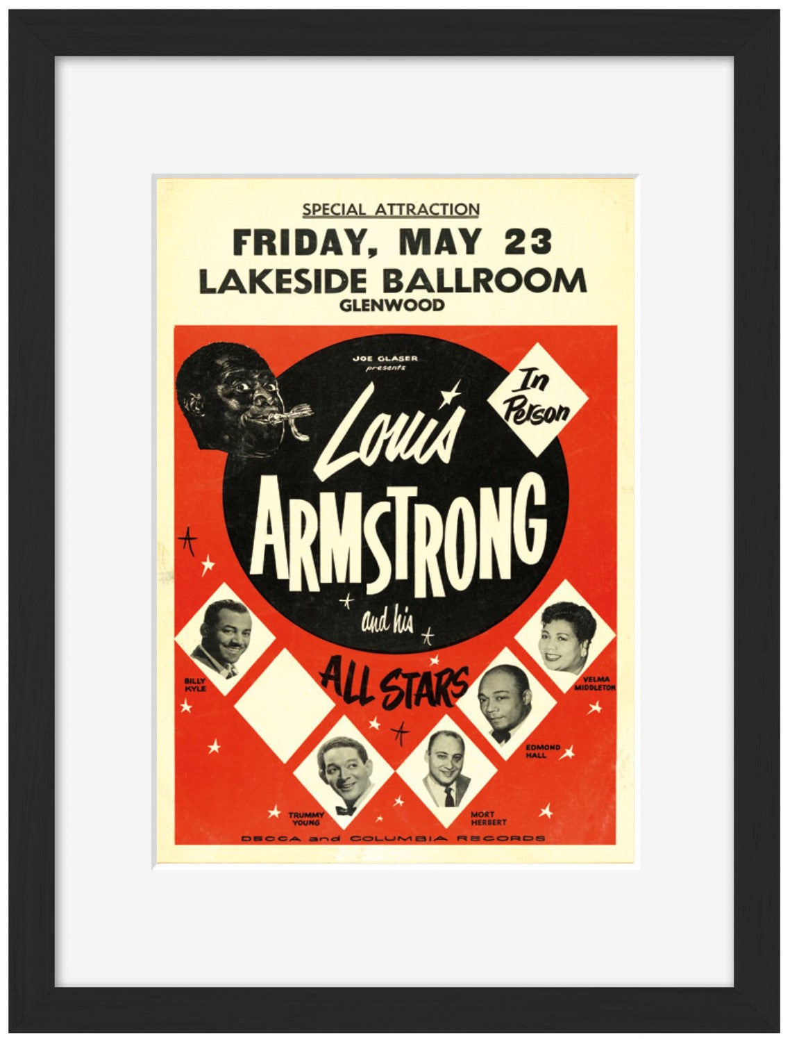 Louis Armstrong-concerts, print-Framed Print-30 x 40 cm-BLUE SHAKER