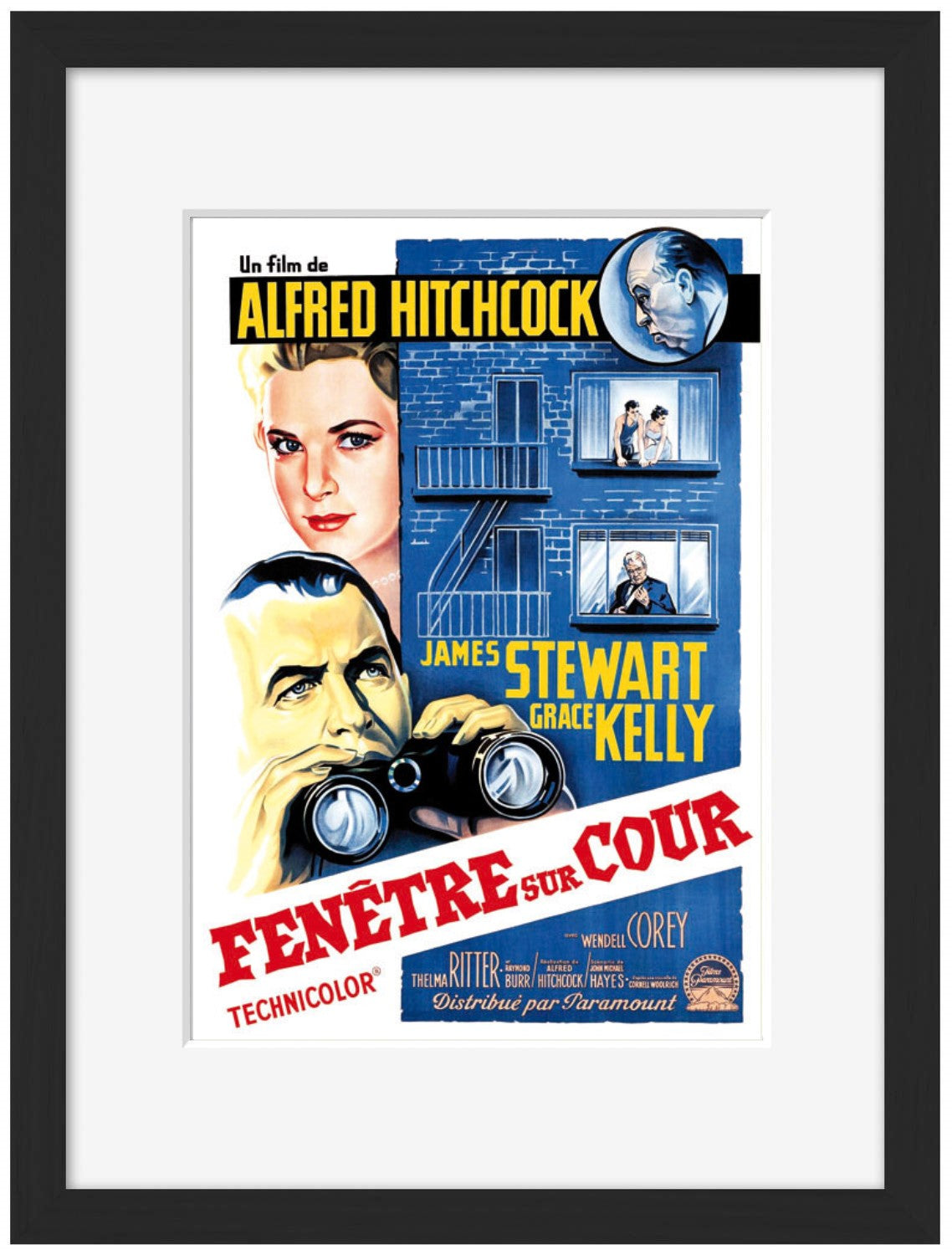 Fenêtre sur Cour-movies, print-Framed Print-30 x 40 cm-BLUE SHAKER