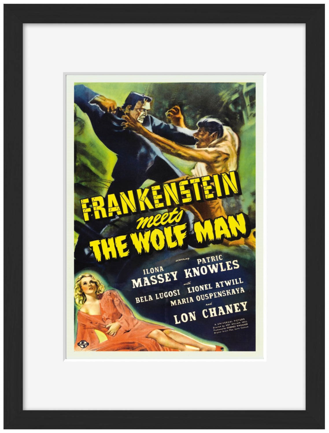 Frankenstein meets the Wolf Man-movies, print-Framed Print-30 x 40 cm-BLUE SHAKER
