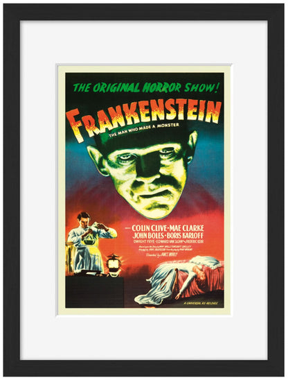 Frankenstein-movies, print-Framed Print-30 x 40 cm-BLUE SHAKER