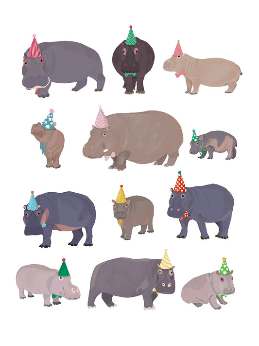 Hanna Melin -  Hippos With Party Hats